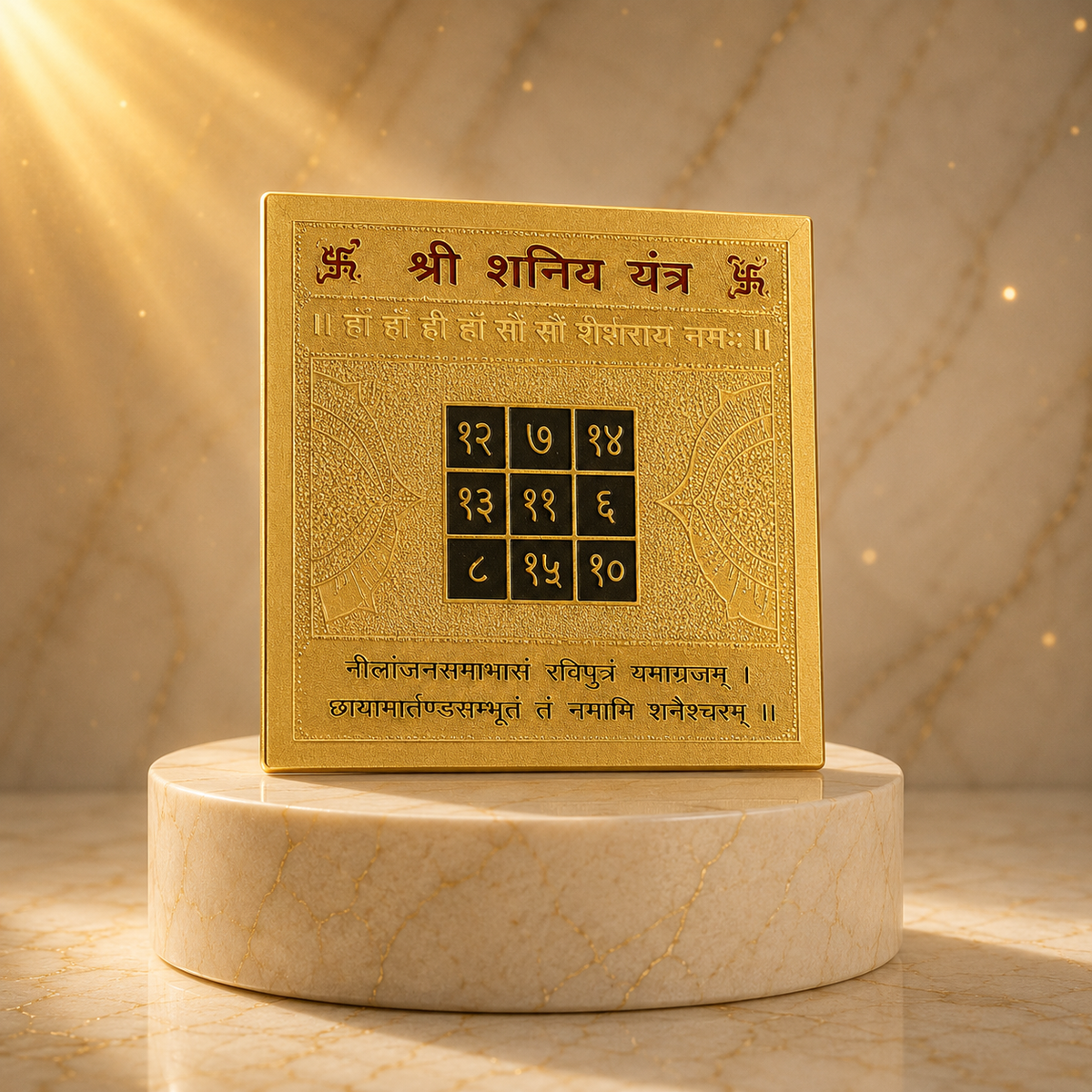 Shree Shani Yantra With Mantra In Gold Plated